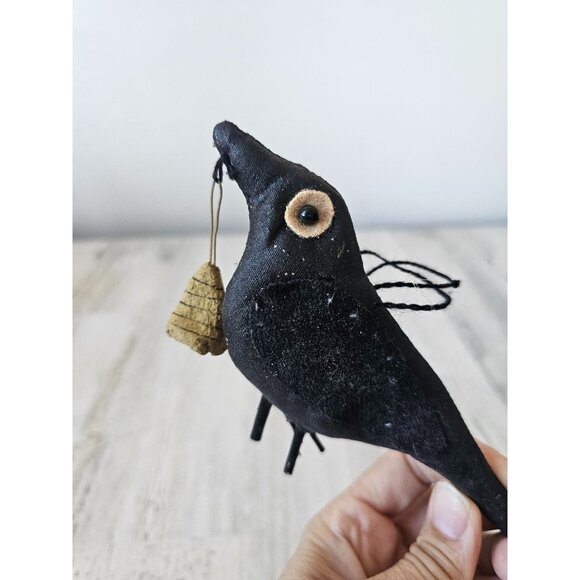 Folk art bird crow Halloween ornament Hive B unique tree - Picture 5 of 8